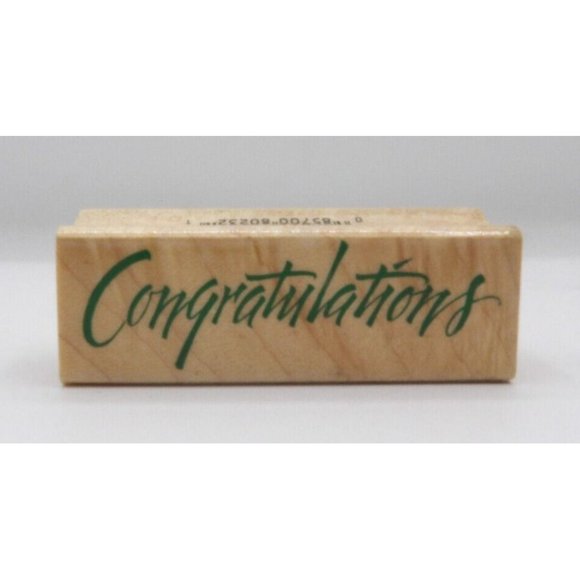 Stamp Wooden Congratulations Hero Arts ©1996 2 3/4" x1" Cursive - Picture 1 of 4